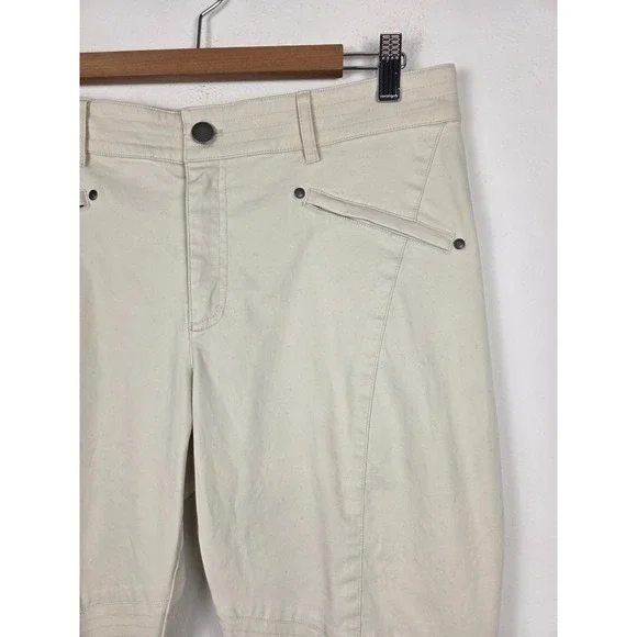 Peruvian Connection Womens Cream Moto Equestrian Slim Pants Ankle Zip Size 12 - Picture 3 of 7